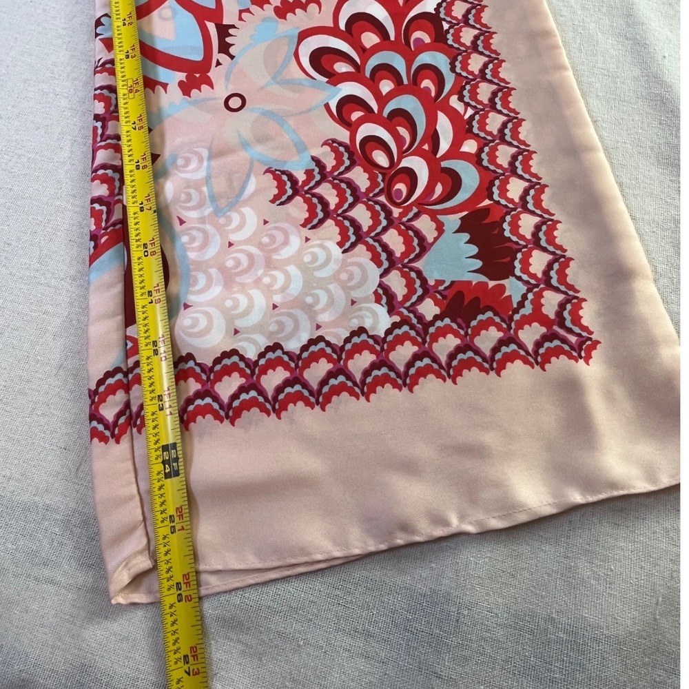 Zara Boho Wide Leg Scarf Print Pants Beige Pink Red Womens sz L Resortwear Flowy - Picture 7 of 8